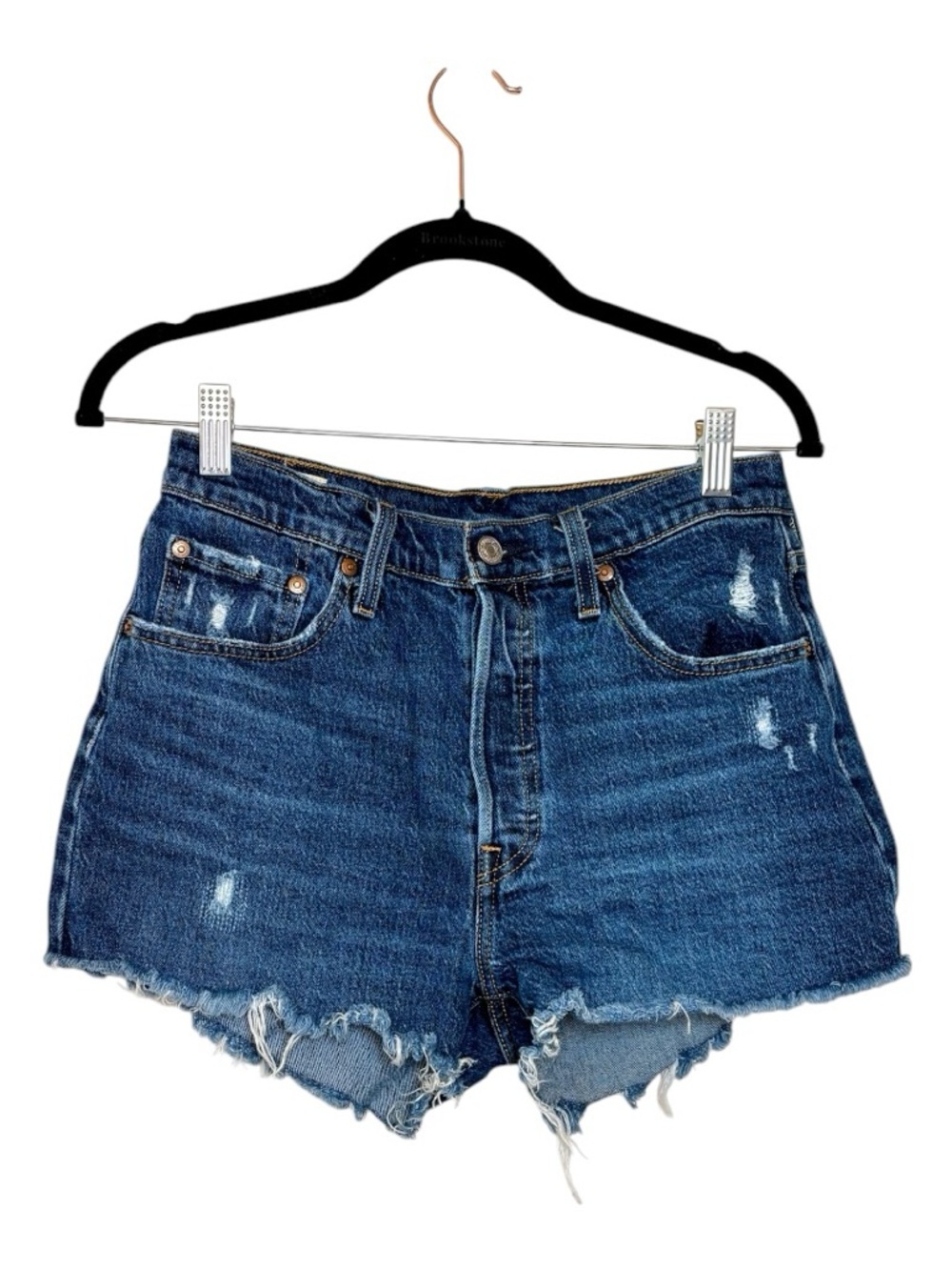 Levi’s 501 Blue Distressed Denim Cutoff Shorts Y2K Grunge Vintage Style 26